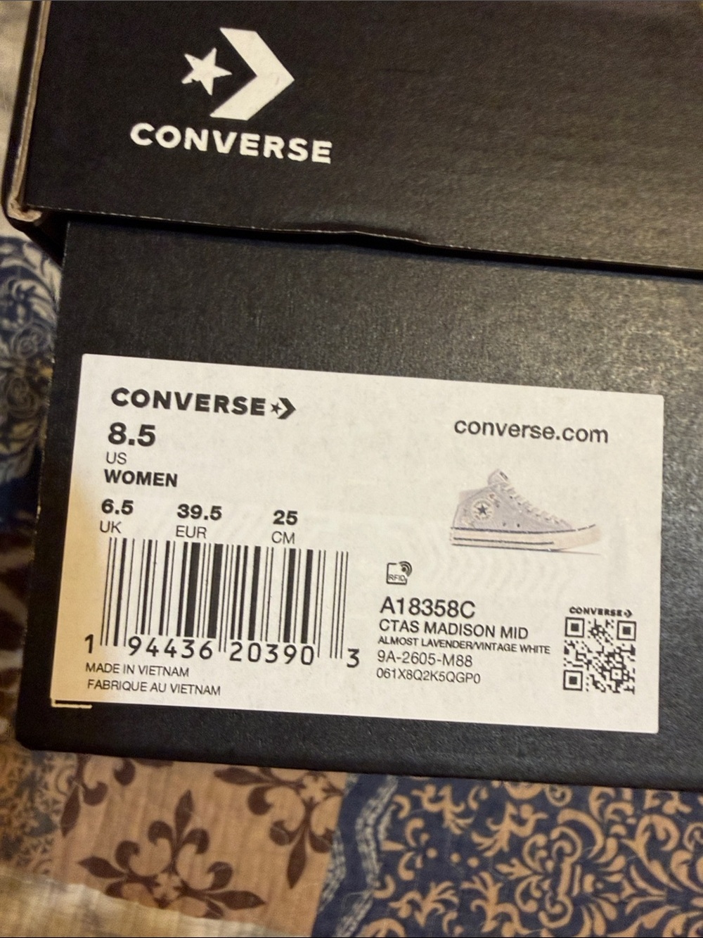 Converse CTAS Madison Mid Sneakers in Lavender and White